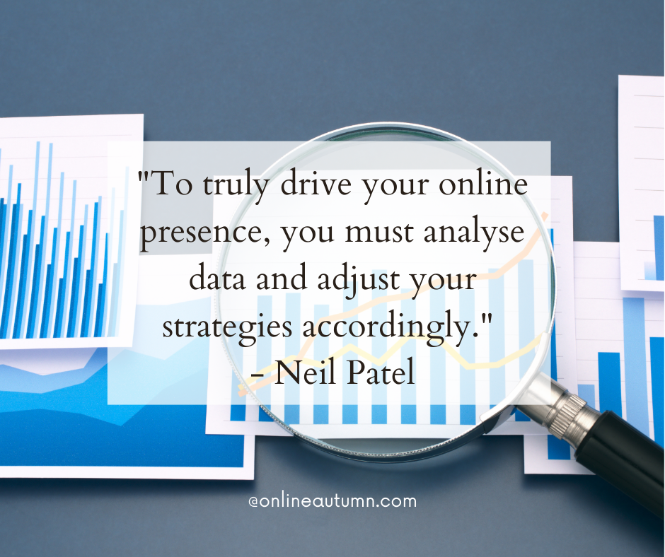 "To truly drive your online presence, you must analyse data and adjust your strategies accordingly." - Neil Patel